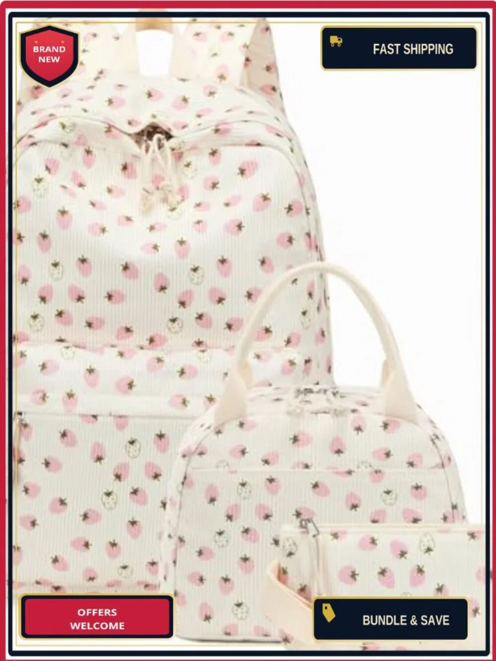 School Backpack Set Girls Women Laptop Bookbag Casual Daypack 3 Piece with